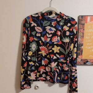 Compania Fantastica Floral Long Sleeve Size L P2P:20in Should2hem:23in